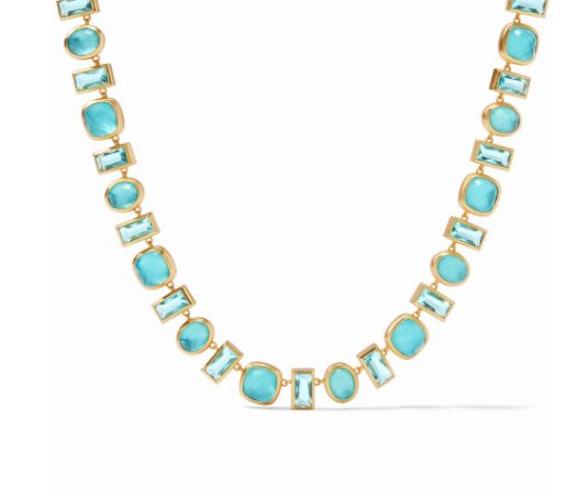 Julie Vos Antonia Tennis Necklace in Iridescent Bahamian Blue
