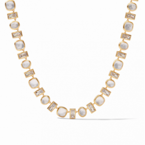 Julie Vos Antonia Tennis Necklace in Iridescent Clear Crystal