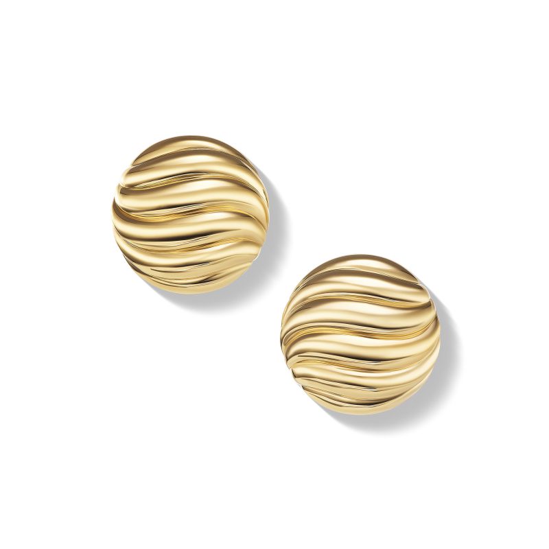 David Yurman Sculpted Cable Stud Earrings, 18KT Yellow Gold