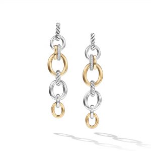David Yurman Mercer Linked Drop Earring, 68MM, 18KT Yellow Gold & Sterling Silver Dangle/Drop Earrings Bailey's Fine Jewelry