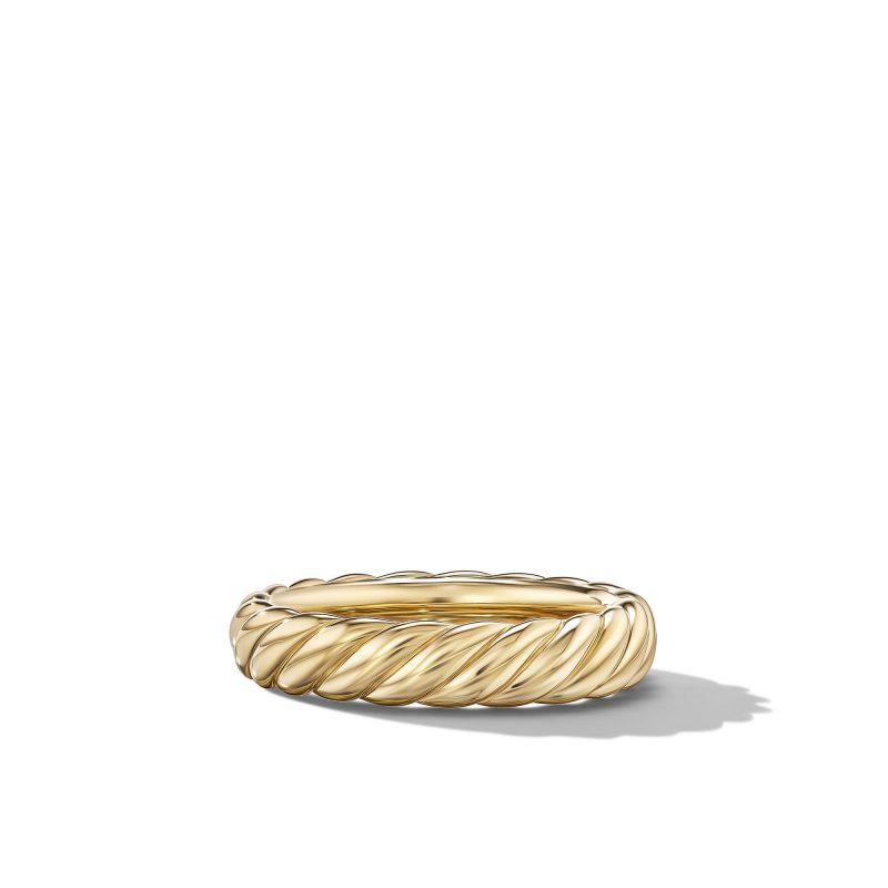 David Yurman 4.5MM Sculpted Cable Band Ring, Size 7, 18KT Yellow Gold