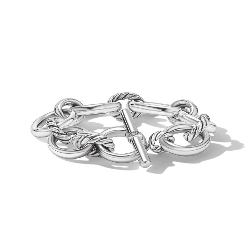 David Yurman .07CT 20-25MM Mercer Chain Bracelet, Size Large, Sterling Silver