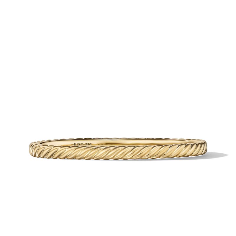 David Yurman 4.5MM Pave Sculpted Cable Bracelet, Size Small, 18KT Yellow Gold
