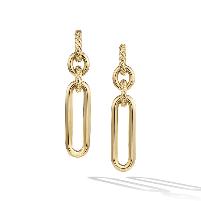 David Yurman Lexington Double Link Drop Earrings, 18KT Yellow Gold