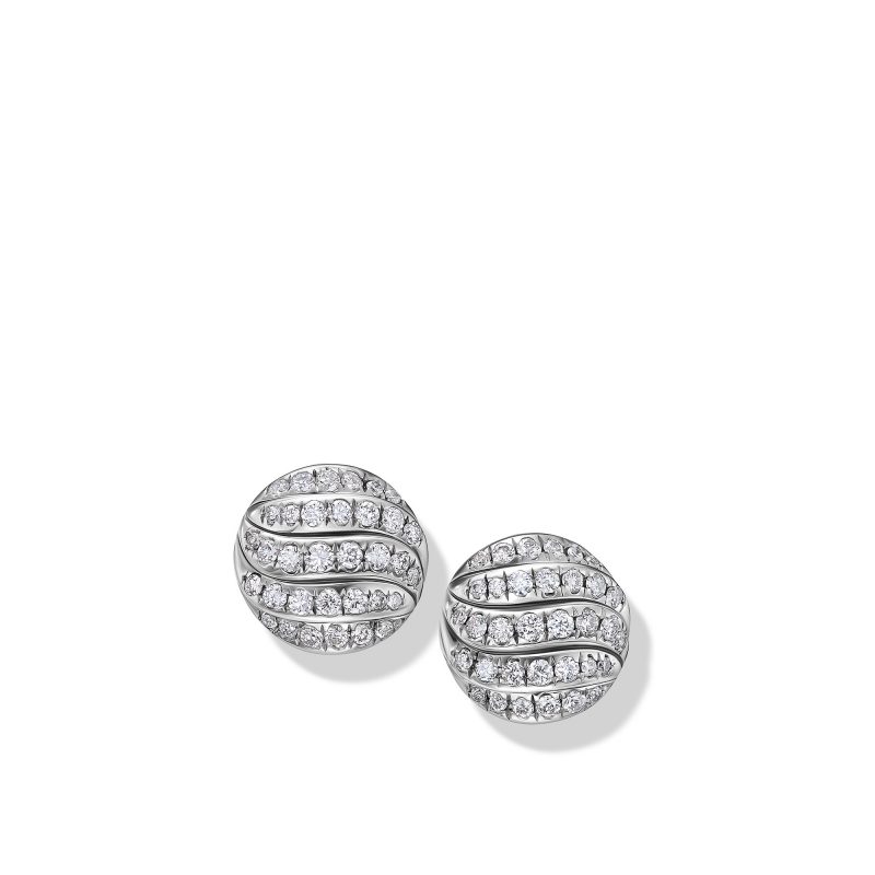David Yurman Pave Cable Collectibles Sculpted Cable Studs, 8MM, Sterling Silver