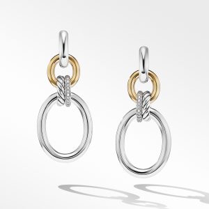 David Yurman Mercer Front Hoop Earring, 50MM, 18KT Yellow Gold & Sterling Silver Dangle/Drop Earrings Bailey's Fine Jewelry