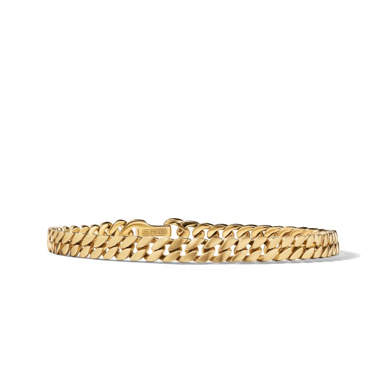 David Yurman 6MM Curb Chain Bracelet, Size Medium, 18KT Yellow Gold