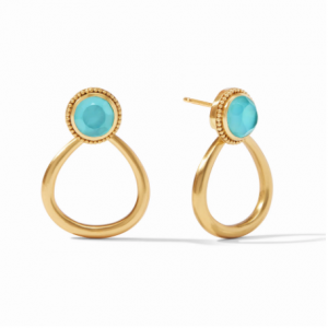 Julie Vos Flora Statement Earrings in Iridescent Bahamian Blue Dangle/Drop Earrings Bailey's Fine Jewelry