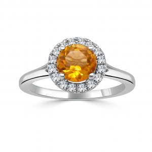 November Birthstone Diamond Halo Gold Ring Fashion Rings Bailey's Fine Jewelry