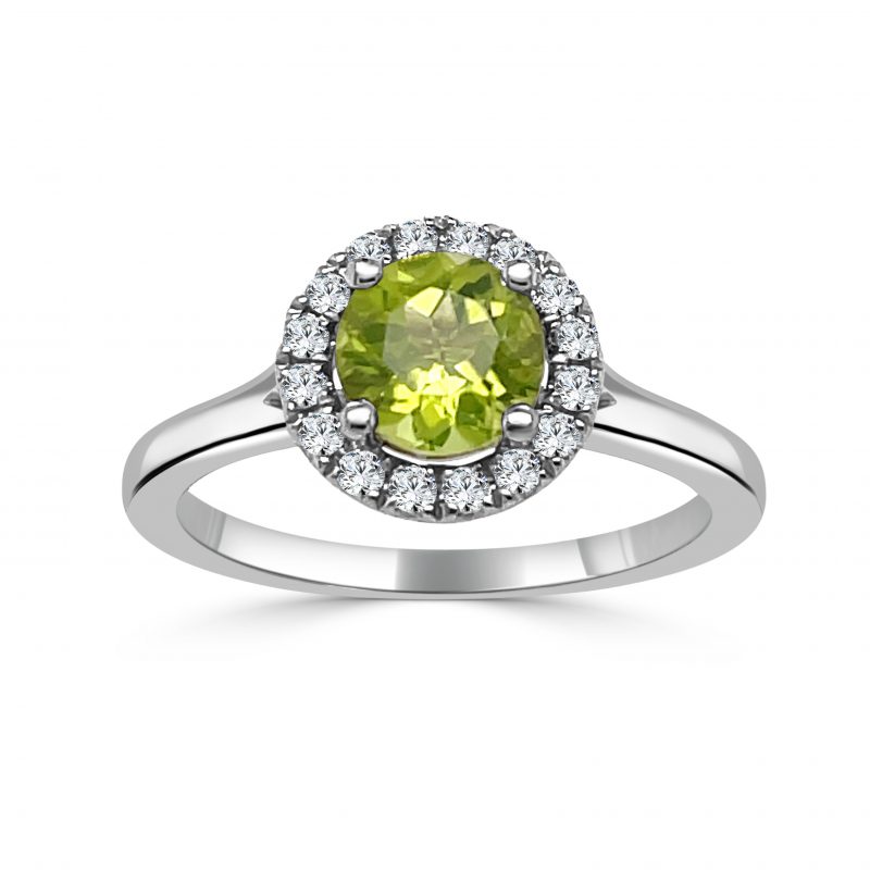 August Birthstone Diamond Halo Gold Ring