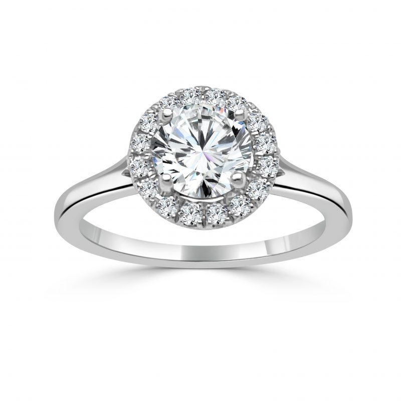 April Birthstone Diamond Halo Ring
