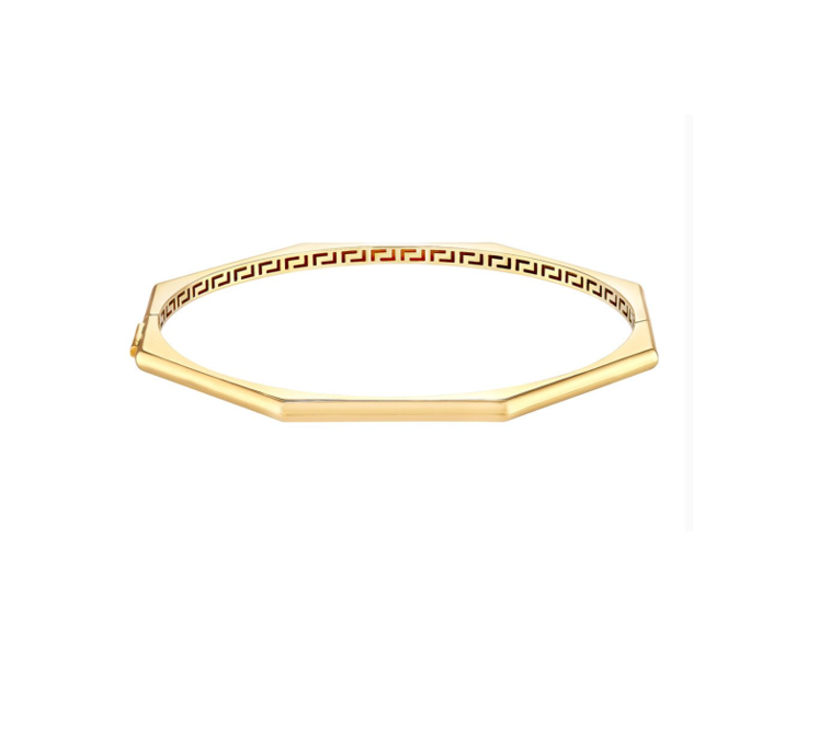 14K Gold Geometric Octagon Bangle Bracelet