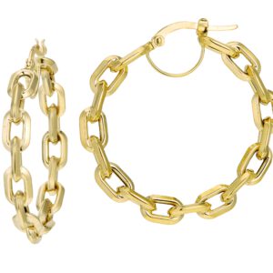 14K Yellow Gold Circular Chain Link Hoop Earrings Earrings Bailey's Fine Jewelry