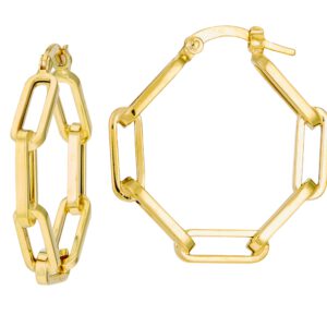 14K Yellow Diamond Shape Link Hoop Earrings Earrings Bailey's Fine Jewelry