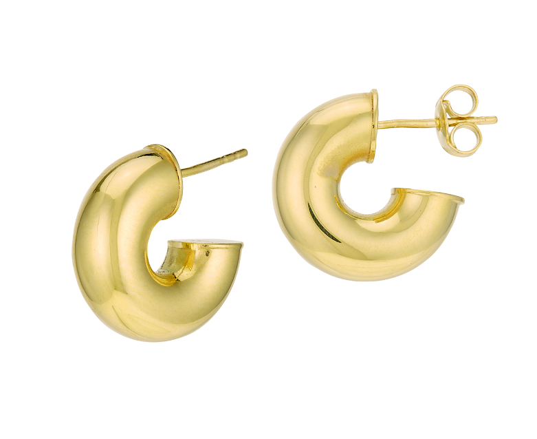 14K Yellow Gold Mini Chunky Hoop Earrings