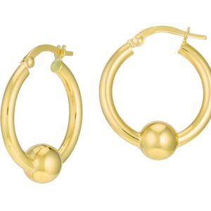 14K Yellow Gold Ball Detail Hoop Leverback Earrings Earrings Bailey's Fine Jewelry