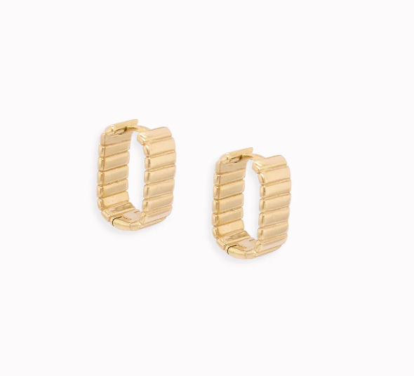 14K Gold Mini Ribbed Hoop Earrings