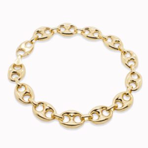 14K Gold 10mm Puffed Mariner Chain Bracelet Bracelets Bailey's Fine Jewelry