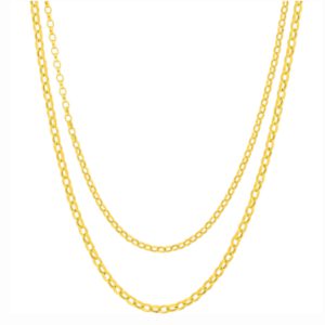 14K Gold Double Layer Oval Rolo Necklace Chain Necklace Bailey's Fine Jewelry