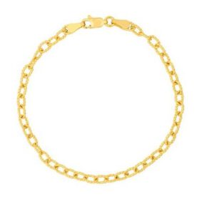 14K Gold Oval Link Heart Clasp Bracelet Bracelets Bailey's Fine Jewelry