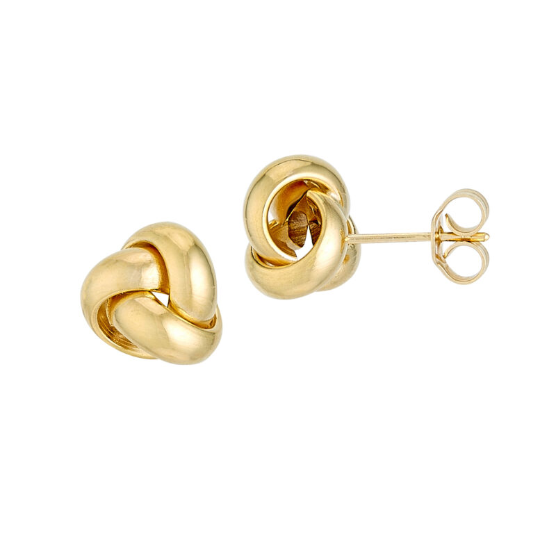 14K Yellow Gold 3 Band Love Knot Earrings