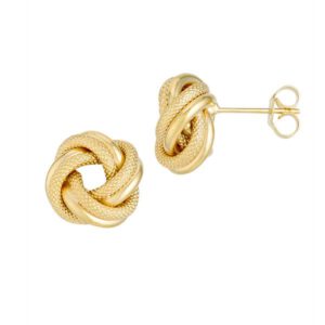 14K Yellow Gold Polished Florentine 2 Tube Love Knot Earrings Earrings Bailey's Fine Jewelry