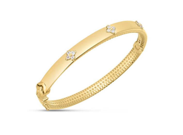 14K Gold Trilogy Diamond Bangle Bracelet