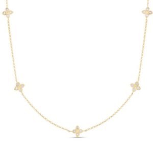 Roberto Coin 18k Yellow Gold Love by The Inch 5 Station Flower Necklace Necklaces & Pendants Bailey's Fine Jewelry