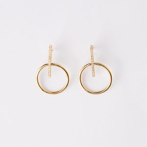 Bailey’s Goldmark Collection Open Circle with Diamond Bar Stud Earring Earrings Bailey's Fine Jewelry