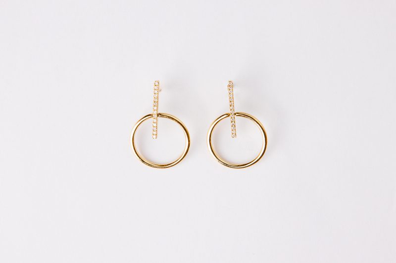 Bailey's Goldmark Collection Open Circle with Diamond Bar Stud Earring