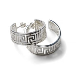 Southern Gates Silver Greek Key Hoop Earrings Earrings Bailey's Fine Jewelry