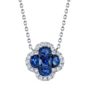 Diamond and Sapphire Clover Necklace Necklaces & Pendants Bailey's Fine Jewelry