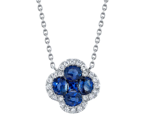 Diamond and Sapphire Clover Necklace