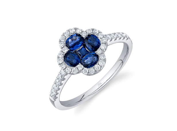 Diamond and Sapphire Clover Ring