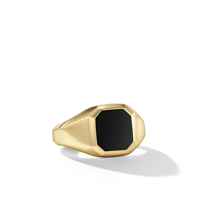DY Streamline Signet Ring, Black Onyx, Size 10