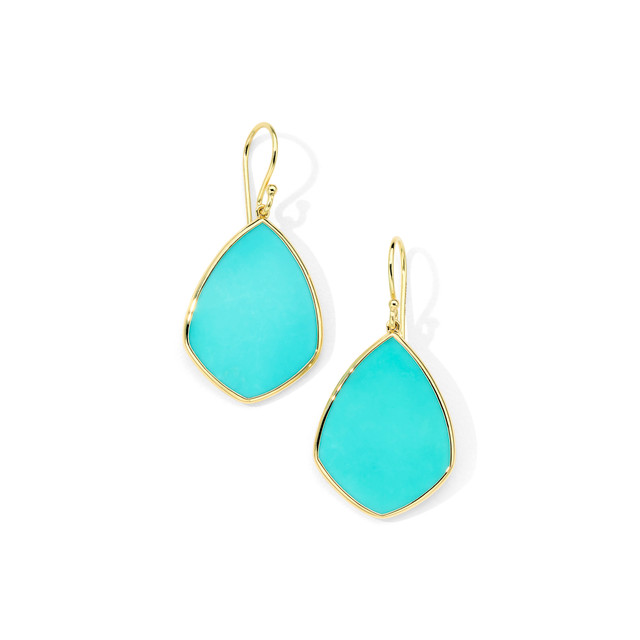 Ippolita 18KT Gold Polished Rock Candy Medium Kite Drop Earrings in Turquoise