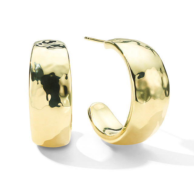 Ippolita 18KT Gold Classico Hammered #2 Hoop Earrings