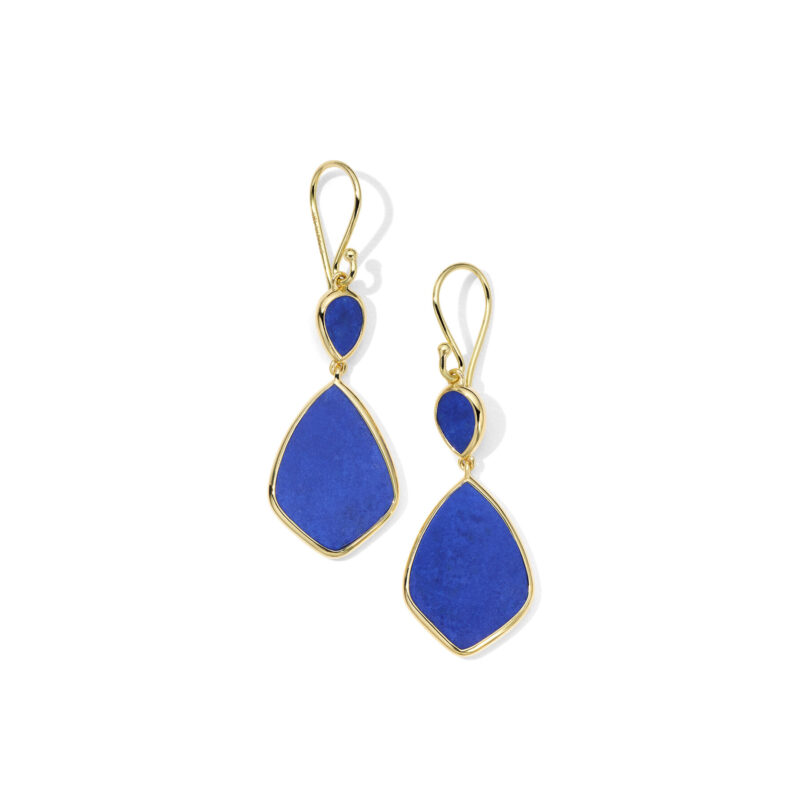 Ippolita 18KT Gold Polished Rock Candy Small Snowman Drop Earrings in Lapis