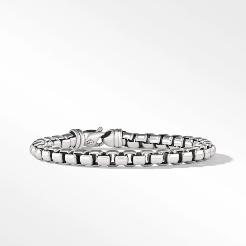 DY Box Chain Bracelet, Silver, Size 8.5