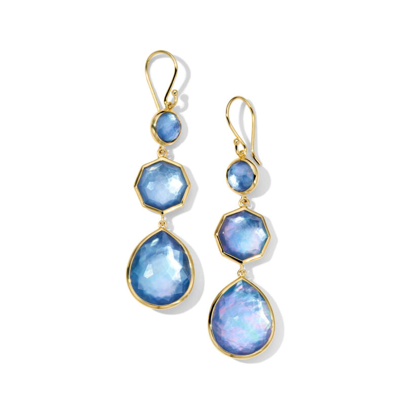 Ippolita 18KT Gold Rock Candy Small Crazy 8 Lapis Triplet Earrings