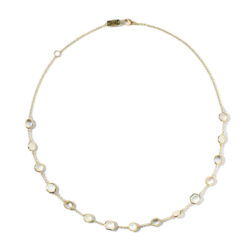 Ippolita 18KT Gold 15 Stone Station Chain Necklace in Flirt