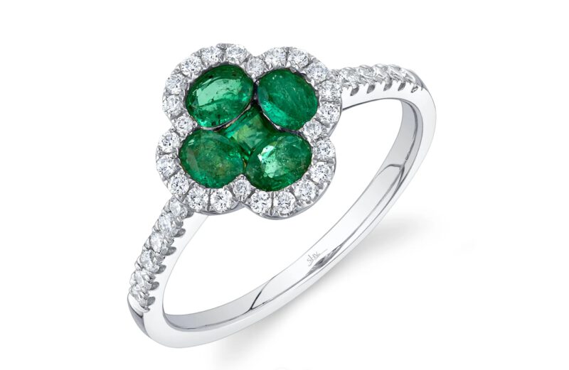 Diamond and Emerald Clover Ring