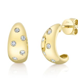 14KT Gold Scattered Diamond Huggie Earrings Earrings Bailey's Fine Jewelry