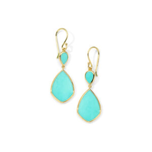 Ippolita 18KT Gold Polished Rock Candy Small Snowman Drop Earrings in Turquoise
