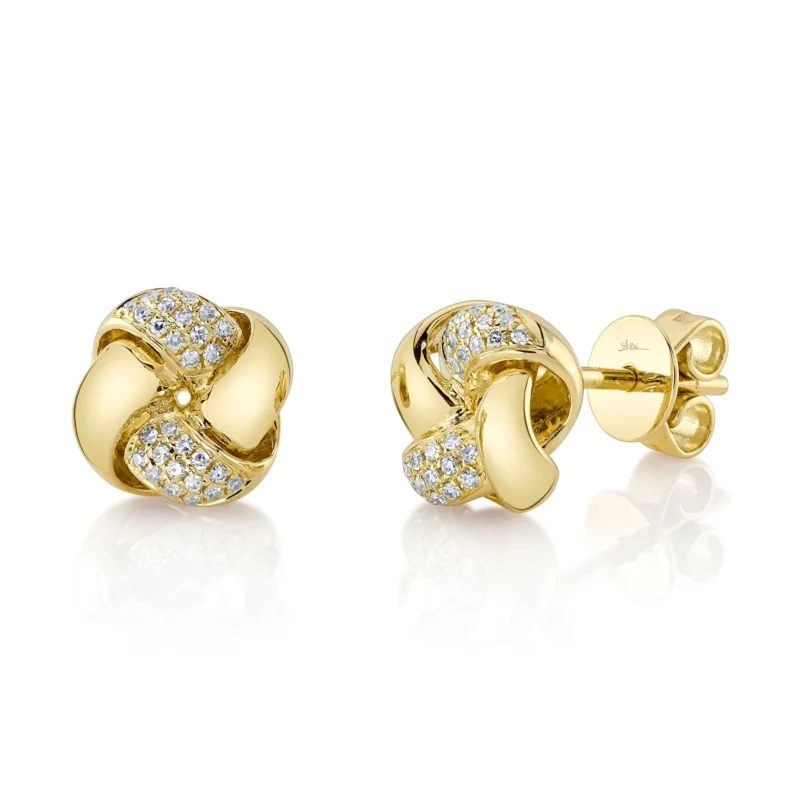 14KT Gold Diamond Love Knot Stud Earring