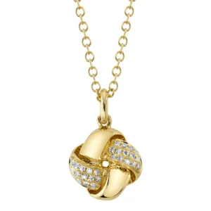 14KT Gold Diamond Love Knot Necklace Necklaces & Pendants Bailey's Fine Jewelry