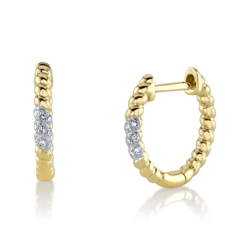 14KT Gold and Diamond Bezel Hoop Earring