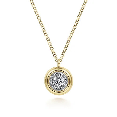 Gabriel 14K Yellow Gold Diamond Halo Pendant Necklace