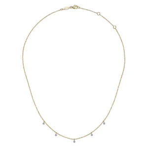 Gabriel 14K Yellow-White Gold Diamond Stations Droplet Necklace