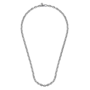 Gabriel 22 Inch 925 Sterling Silver Faceted Chain Necklace
